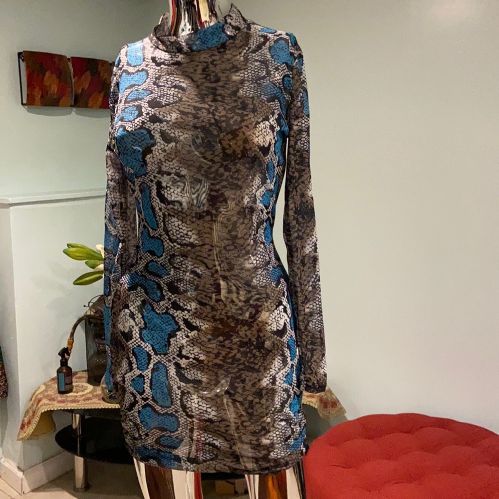 Sheer Snake print Mini dress.